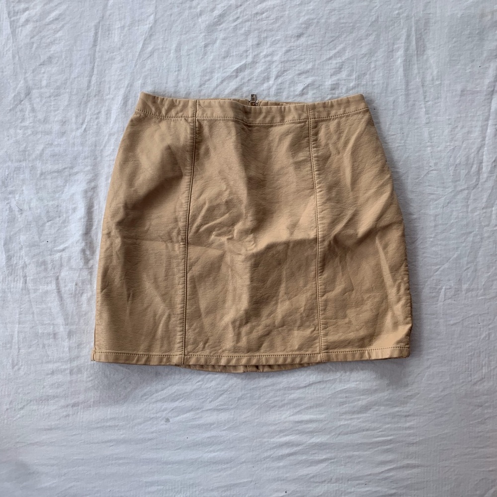 Beige Leather Skirt